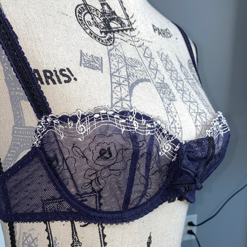 Aubade Underwire French Lace Bra in Navy
